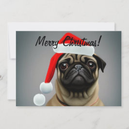 Mops in der Weihnachtslattkarte Feiertagskarte