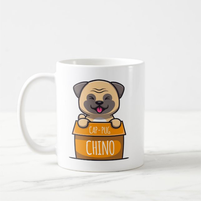 Mops in einem Cup - Cap-Mops-Chino Kaffeetasse (Links)