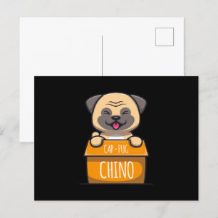 Mops in einem Cup - Cap-Mops-Chino Postkarte