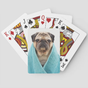 Mops in einem Handtuch Spielkarten