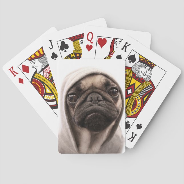 Mops in einem Hoodie Spielkarten (Rückseite)