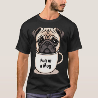 Mops in einer Tasse Grafik Illustration T-Shirt