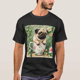 Mops in einer Tasse via pastellfarbene Vintage-Wil T-Shirt