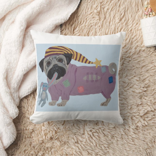 Mops in Schlafanzug Kissen (Decke)