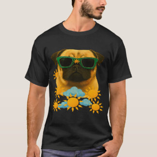 Mops in Sommer realistischer Stil und Malerei T-Shirt