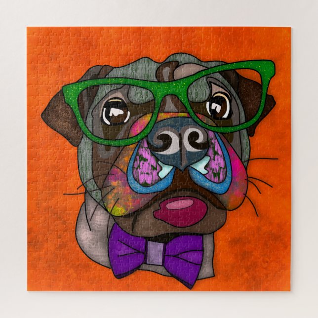 Mops in Sonnenbrillen hässlich gegenüber Jigsaw Pu (Vertikal)