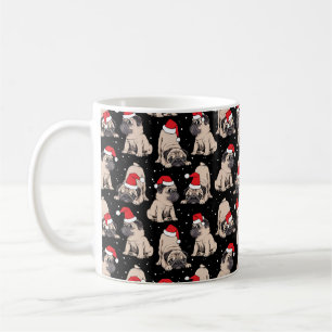 Mops in Weihnachtsmannmützen Weihnachtsmuster Kaffeetasse