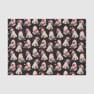 Mops in Weihnachtsmannmützen Weihnachtsmuster Seidenpapier