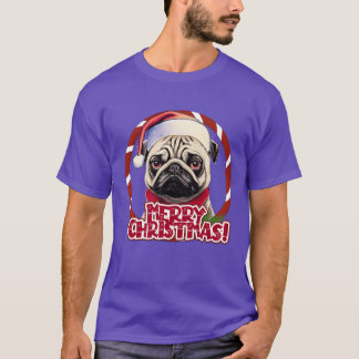 Mops in Weihnachtsmütze Weihnachtsdepression Freun T-Shirt