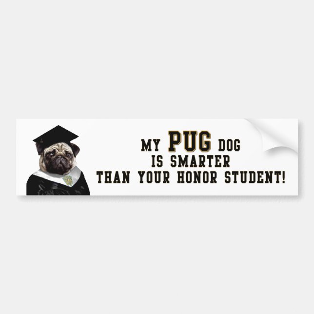 Mops intelligenter als Ehrenstudent Autoaufkleber (Vorne)