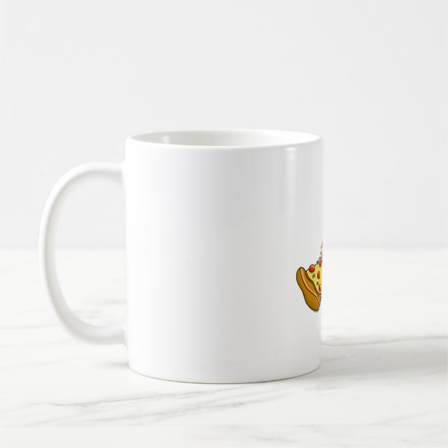 Mops isst Pizza Kaffeetasse (Links)