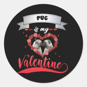 Mops ist mein Valentine Runder Aufkleber