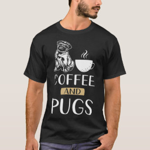 Mops-Kaffee-Katze-Kaffeeverrückter T-Shirt