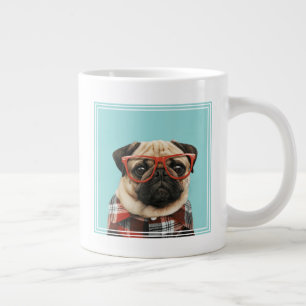 Mops Kariert Shirt Jumbo-Tasse