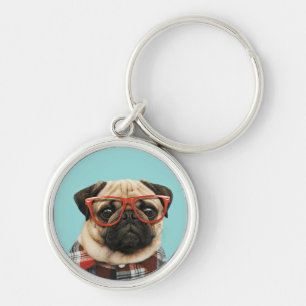 Mops Kariert Shirt Schlüsselanhänger
