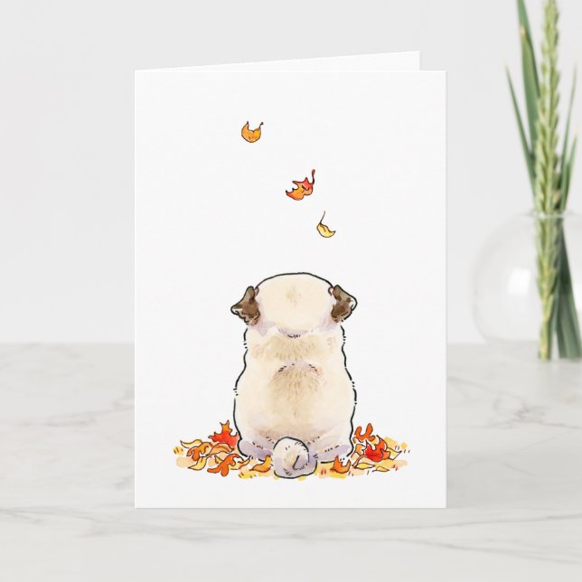 Mops-Karte für Herbstleaves Karte (Vorderseite)