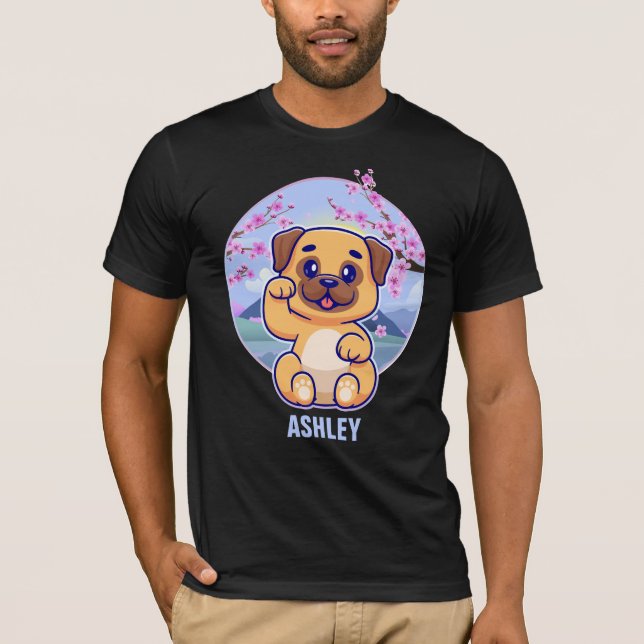 Mops Kawaii Niedliches Geschenk Hund Haustier T -  T-Shirt (Vorderseite)
