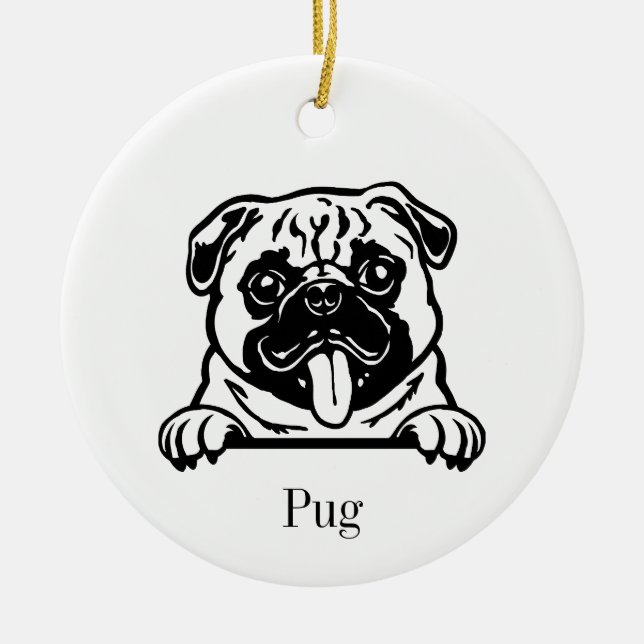 Mops Keramik Ornament (Vorne)