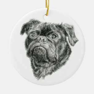 Mops Keramik Ornament