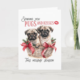 Mops & Kisses Weihnachten, 5" x 7" Grußkarte Karte