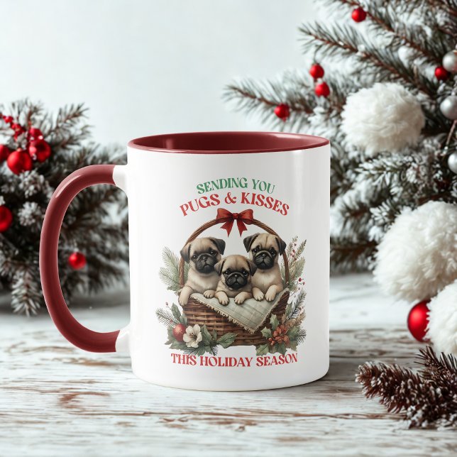 Mops & Kisses Weihnachtsfrauen Kaffee Tasse (Von Creator hochgeladen)