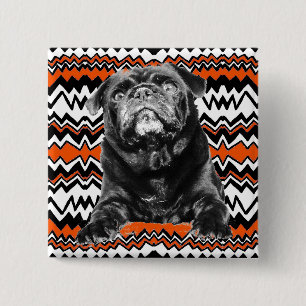 MOPS-KNOPF Orange, Schwarzer u. weißer KRASSER ZA Button