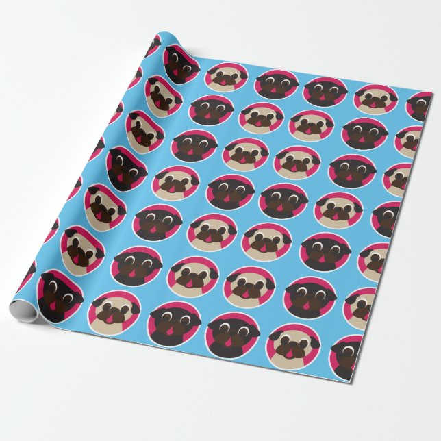 Mops-Kopf-Verpackungs-Papier - groß Geschenkpapier (Ungerollt)