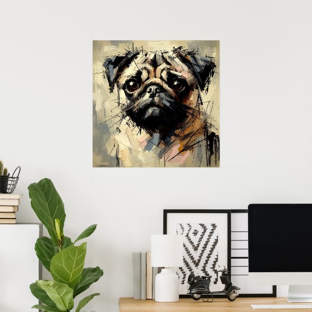Mops-Kunstposter Poster (Heimbüro)