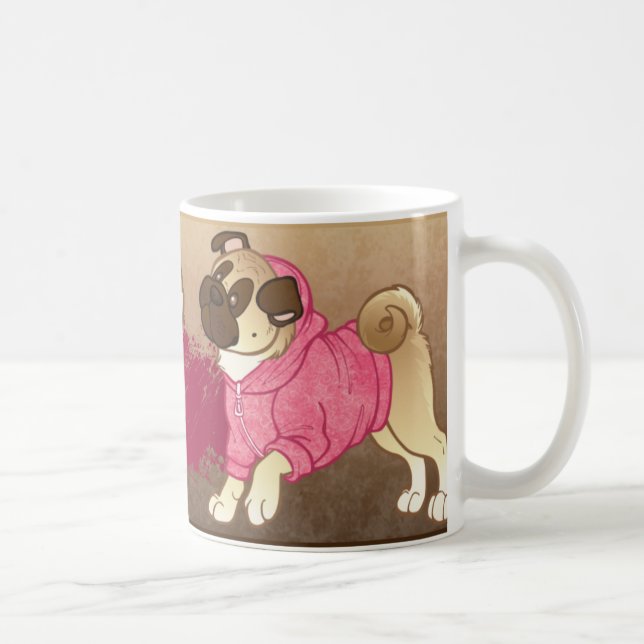 "Mops-Leben" Hoodie-Tasse Kaffeetasse (Rechts)