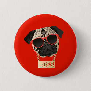 Mops-Leben - ich bin der Chef-Knopf für Button