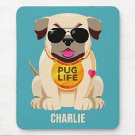 Mops-Leben-individueller Name u. Farbemousepad Mousepad