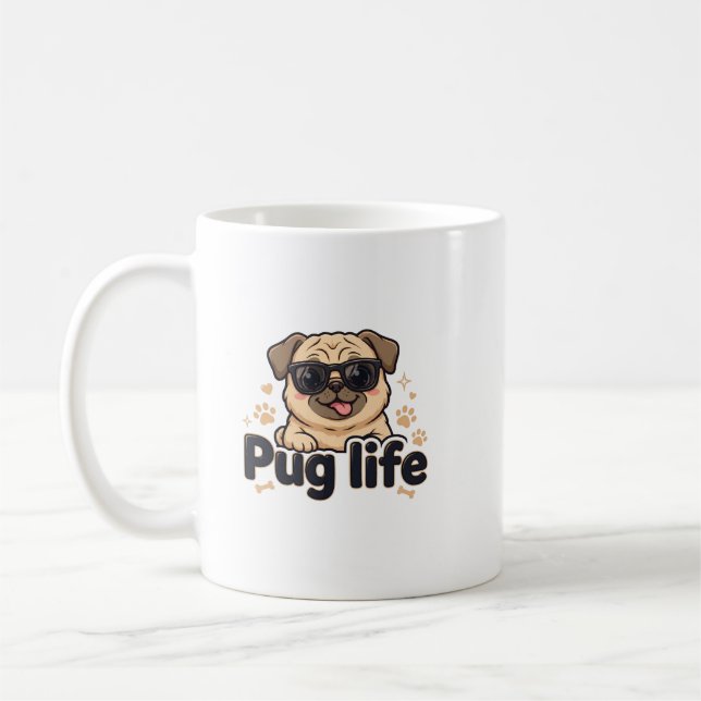 Mops-Leben Kaffeetasse (Links)