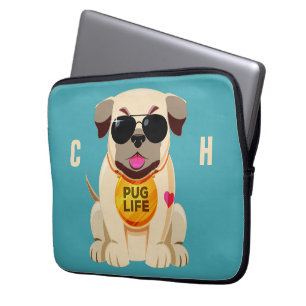 Mops-Leben-Name- u. -farblaptophülsen Laptopschutzhülle