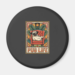 Mops Leben Retro-Folk-Art-Hund Magnet