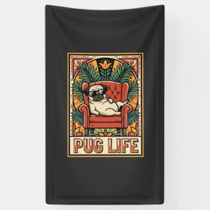 Mops Leben Retro-Folklore-Kunst Hund Banner