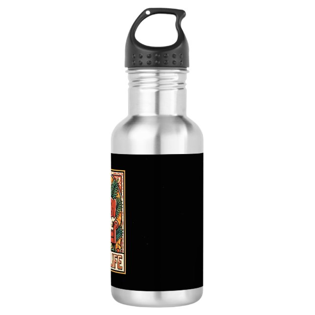 Mops Leben Retro-Folklore-Kunst Hund Edelstahlflasche (Vorderseite)