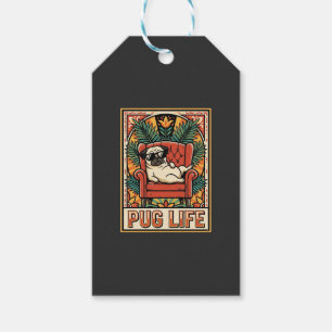 Mops Leben Retro-Folklore-Kunst Hund Geschenkanhänger