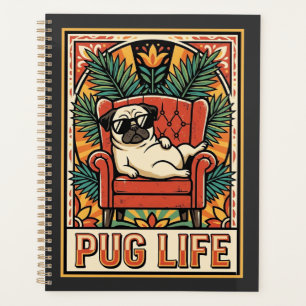 Mops Leben Retro-Folklore-Kunst Hund Planer