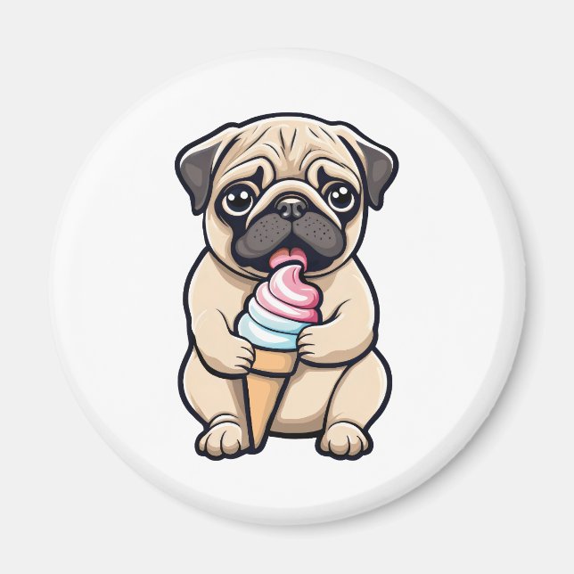 Mops leckendes Eis Magnet (Vorne)