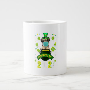Mops Leprechaun Hund Lover Face Maske St Patricks Jumbo-Tasse