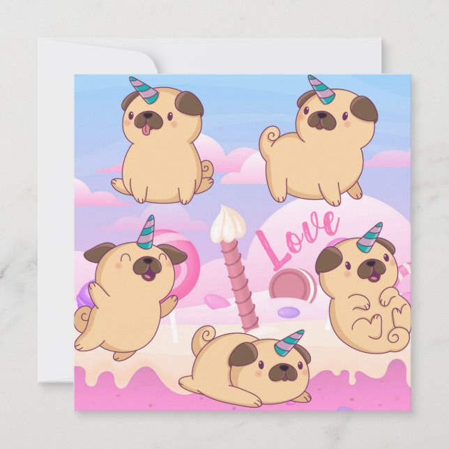 Mops Liebe Feiertagskarte (Vorderseite)