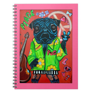 Mops-Liebe-Friedensnotizbuch Notizblock