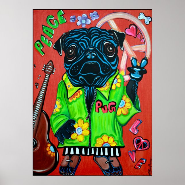 Mops Liebe Friedensplakat Poster (Vorne)