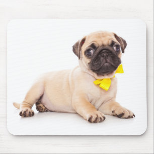 Mops-Liebe-Hund mit gelber Schleife-Mauspad Mousepad