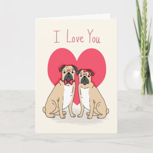 Mops Liebe Karte - Möpsen Valentinenkarte, niedlic (Vorderseite)