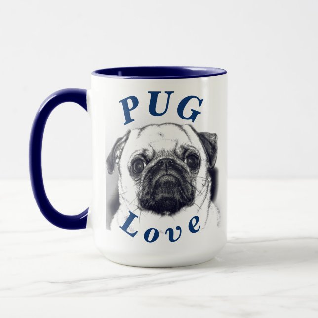 "MOPS Liebe-" niedlichstes Welpen-Geschenk für sie Tasse (Links)