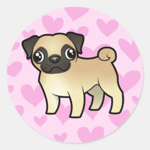 Mops Liebe Runder Aufkleber