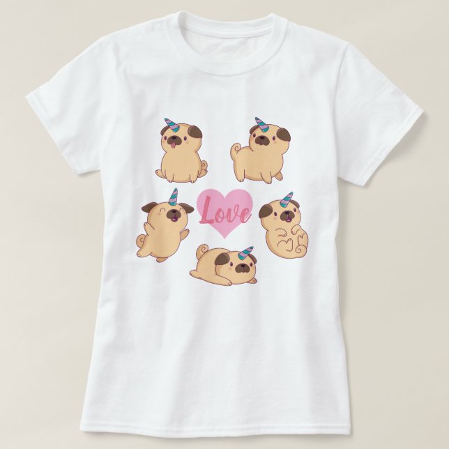 Mops Liebe T - Shirt (Design vorne)