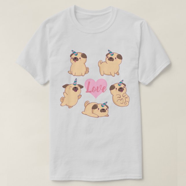 Mops Liebe T-Shirt (Design vorne)