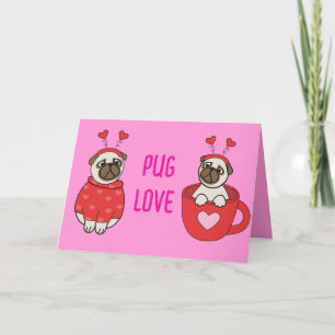 MOPS LIEBE Valentinstag Hund Hunde Hunde Welpenges Dankeskarte